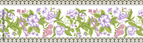 seamless beautiful wallpaper cards border design floral leaf vintage ornament Victorian geometric ethnic print paisley pattern