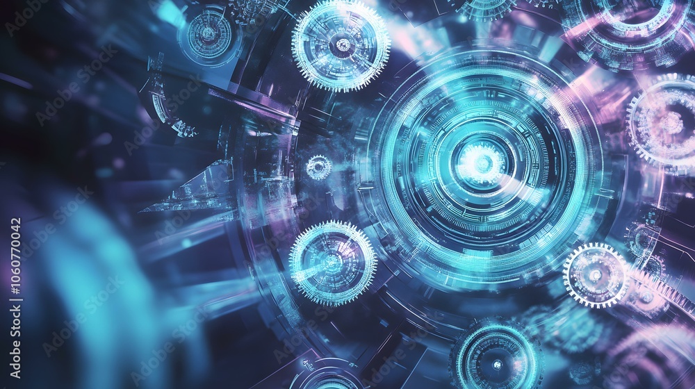 Gear wheel with a printed circuit board on a digital technology background. Gear wheel with a printed circuit board on a digital technology background.