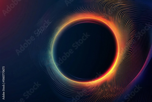 Abstract Glowing Lines Circle Design Dark Background