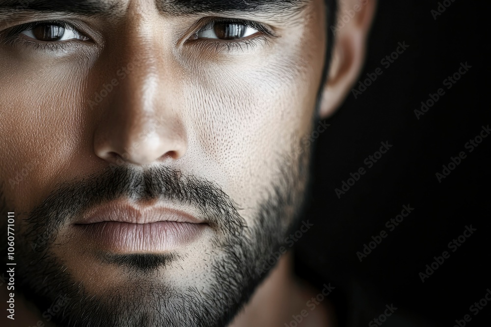 Close-up Portrait of a Man with a Serious Expression and a Short Beard Close-up Portrait of a Man with a Serious Expression and a Short Beard