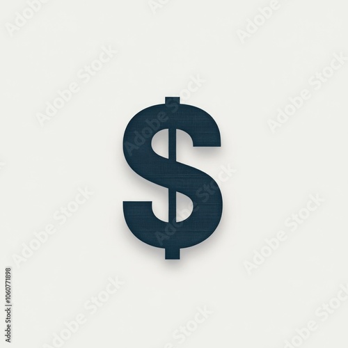 A simple, dark blue dollar sign icon with a shadow on a white background.