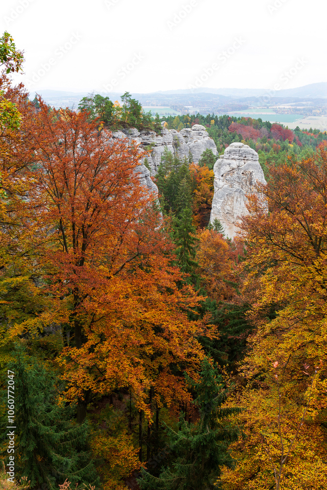 Colorful autumn Landscape in Bohemian Paradise, Czech Republic
