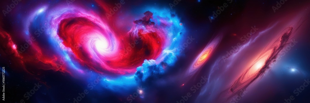 Space nebula, cosmic swirl, vibrant colors, blue and pink galaxies, celestial clouds, interstellar dust, cosmic energy, starry background, deep space, ethereal glow, astronomical phenomenon, cosmic ar Space nebula, cosmic swirl, vibrant colors, blue and pink galaxies, celestial clouds, interstellar dust, cosmic energy, starry background, deep space, ethereal glow, astronomical phenomenon, cosmic ar