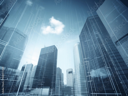 Technological urban business skyscrapers