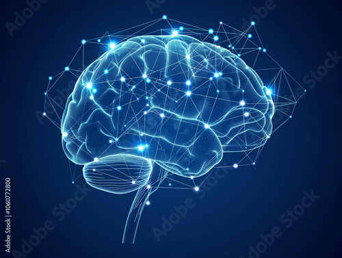 Blue futuristic technological human brain conceptualization