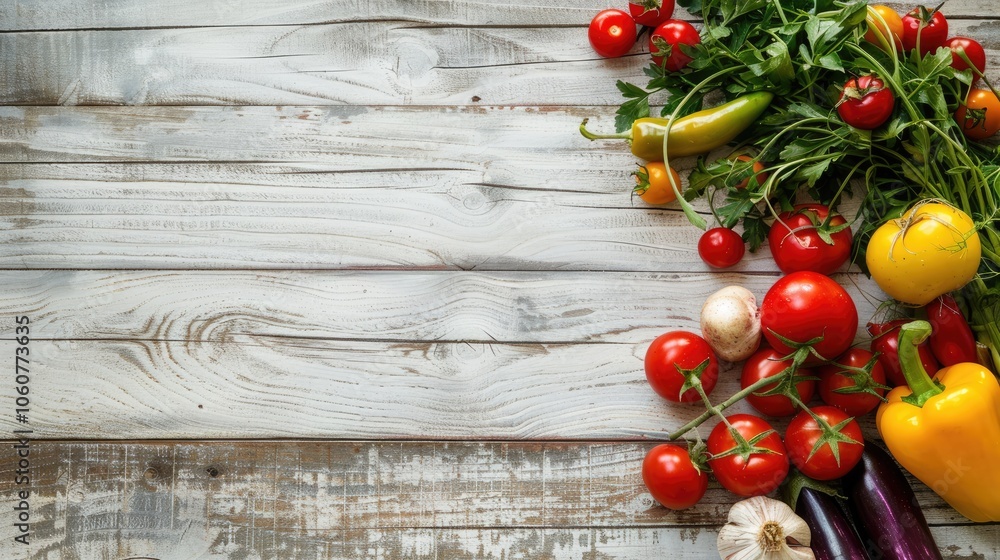 Mockup for menu or recipe featuring fresh vegetables on light wooden background. Mockup for menu or recipe featuring fresh vegetables on light wooden background.