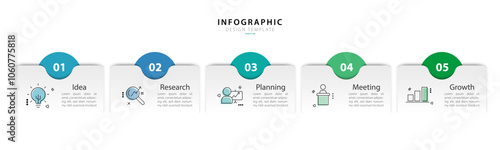 Timeline Creator infographic template. 5 Step timeline journey, calendar Flat simple infographics design template. presentation graph. Business concept with 5 options, gantt vector illustration.