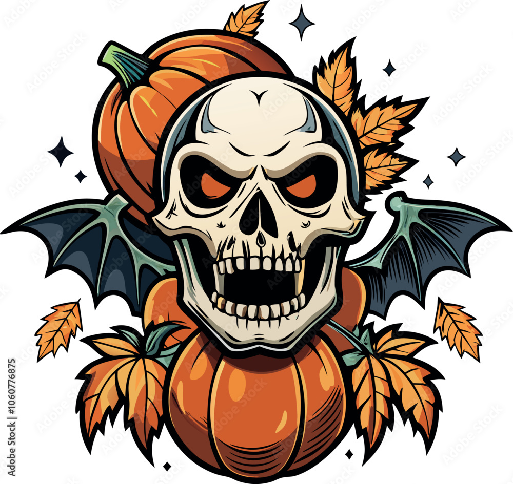Vector illustration of a skull adorned with roses and a ribbon, designed for a Christmas t-shirt Vector illustration of a skull adorned with roses and a ribbon, designed for a Christmas t-shirt