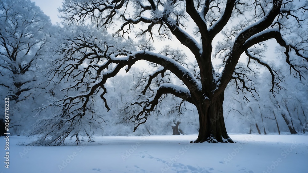 Majestic Snow-Covered Tree in Winter