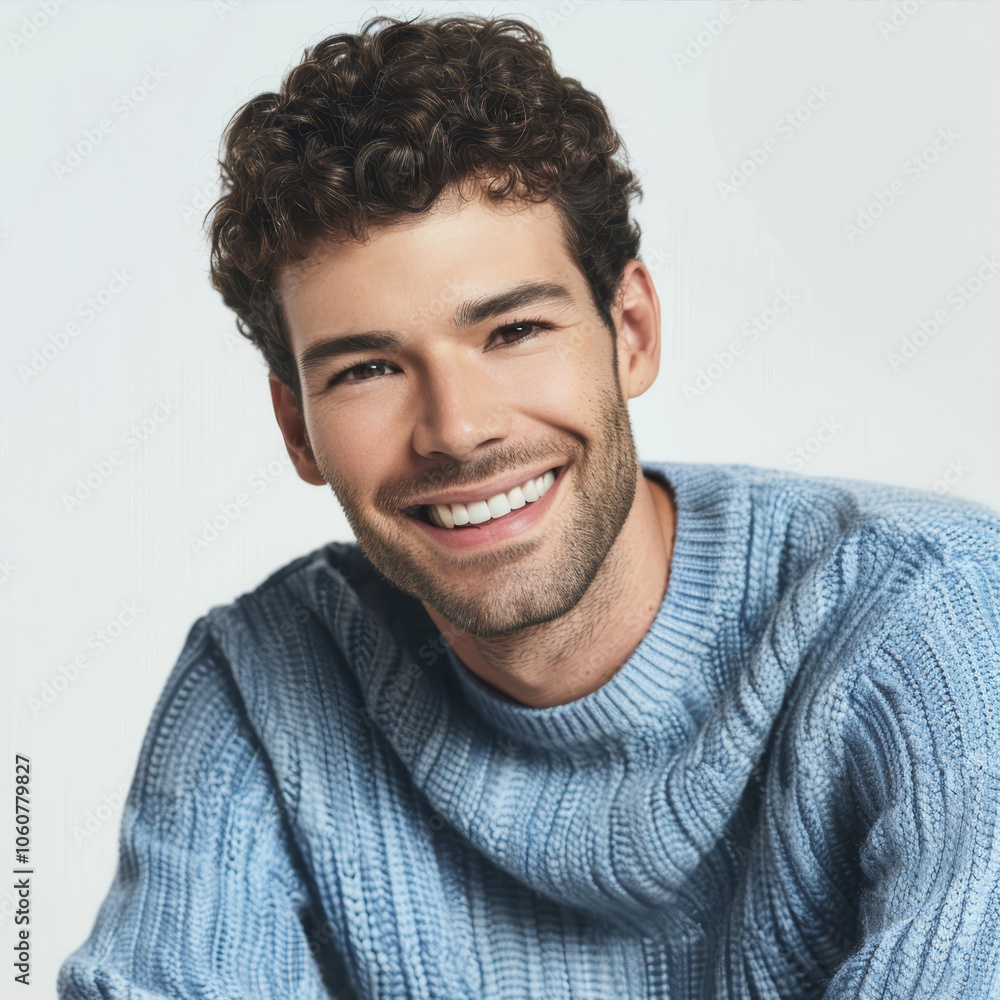 Fototapeta premium Handsome man in a blue sweater 