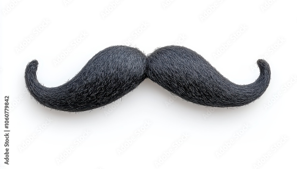 Stylish black moustache isolated on a clean white background for creative projects Stylish black moustache isolated on a clean white background for creative projects