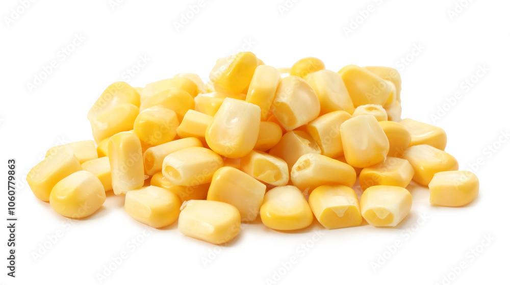 Pile of fresh corn kernels isolated on white Pile of fresh corn kernels isolated on white