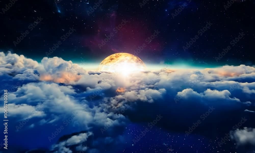 Flight through outer space, passing by stars and galaxies Flight through outer space, passing by stars and galaxies