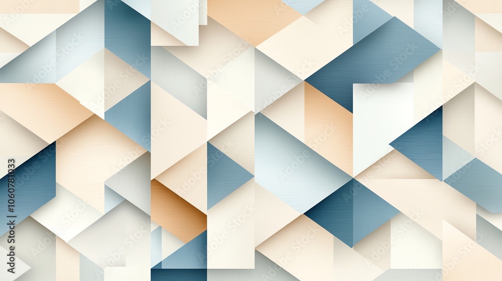 Abstract geometric pattern with soft colors, blending cream, beige, and blue shades creating a modern and stylish design. Abstract geometric pattern with soft colors, blending cream, beige, and blue shades creating a modern and stylish design.