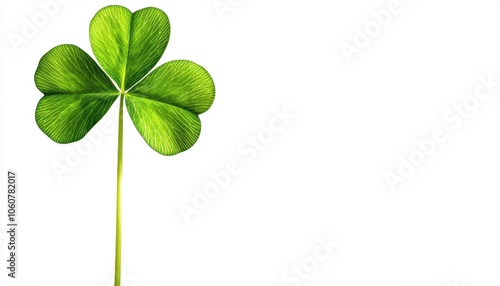 Isolated four leaf clover on a white background symbolizing good luck and fortune