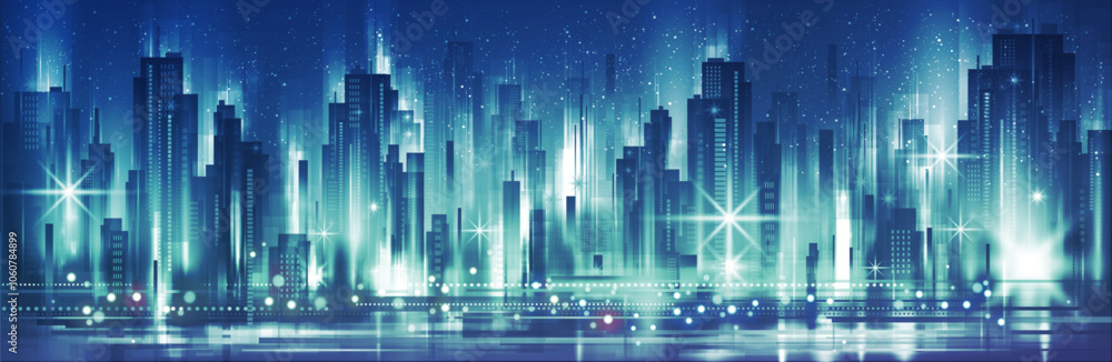 A vibrant digital illustration of a futuristic cityscape at night, showcasing skyscrapers with glowing neon lights. Perfect for illustrating technology, innovation, and urban environments. A vibrant digital illustration of a futuristic cityscape at night, showcasing skyscrapers with glowing neon lights. Perfect for illustrating technology, innovation, and urban environments.