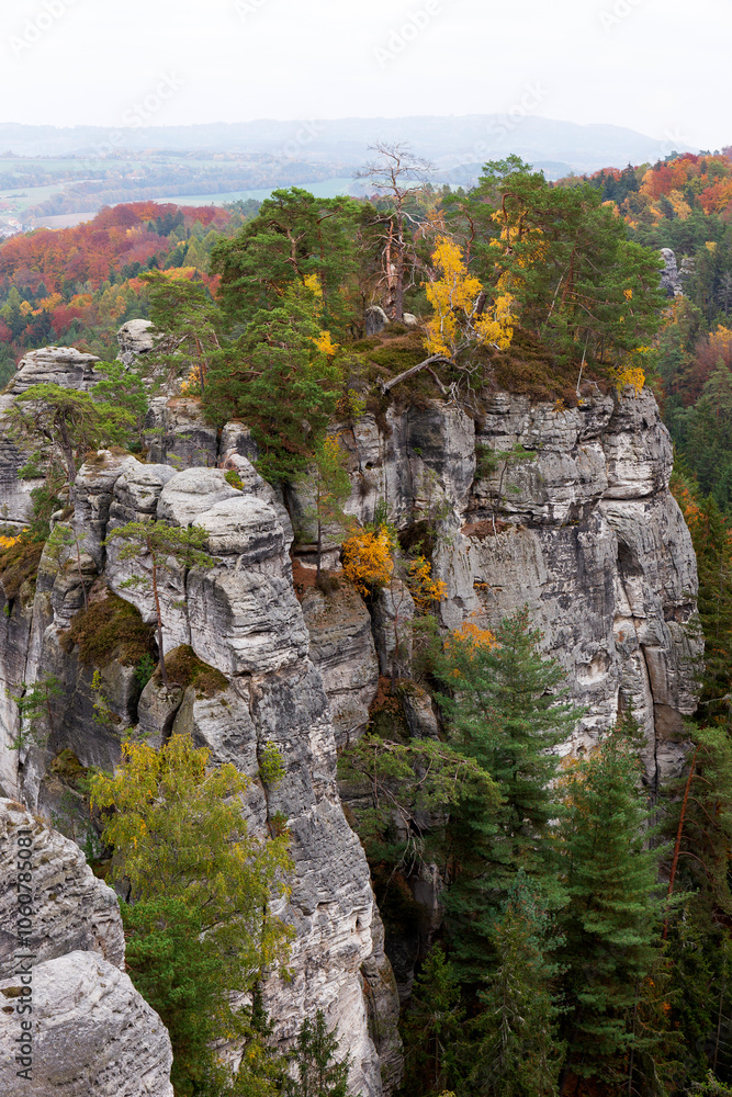 Colorful autumn Landscape in Bohemian Paradise, Czech Republic