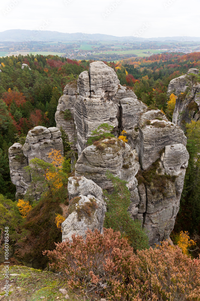 Colorful autumn Landscape in Bohemian Paradise, Czech Republic