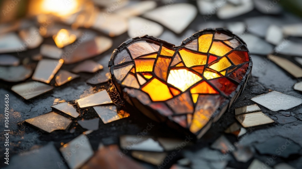 Stained Glass Heart with Vibrant Colors Stained Glass Heart with Vibrant Colors