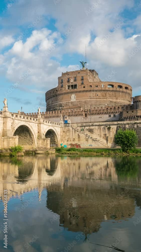 Time Lapse of Castel Sant Angelo or Mausoleum of Hadrian in Rome Italy ,built in ancient Rome, it is now the tourist attraction of Rome Italy. Castel Sant Angelo was once the tallest building of Rome. Time Lapse of Castel Sant Angelo or Mausoleum of Hadrian in Rome Italy ,built in ancient Rome, it is now the tourist attraction of Rome Italy. Castel Sant Angelo was once the tallest building of Rome.