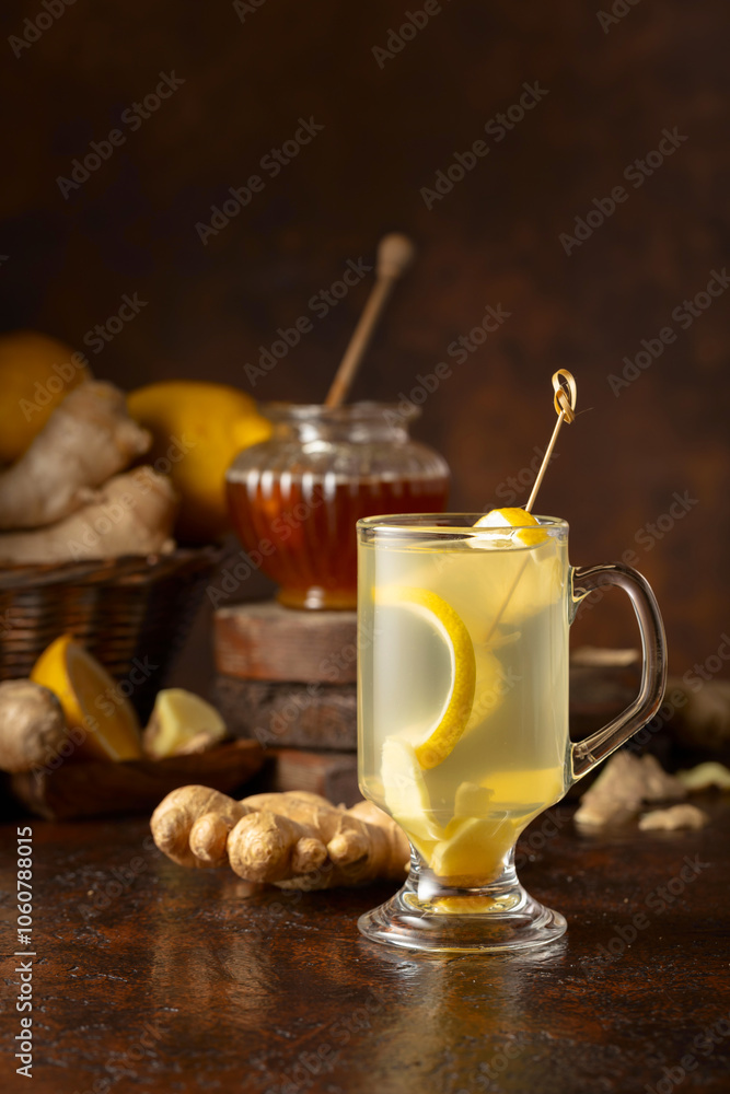 Ginger tea with lemon and honey. Ginger tea with lemon and honey.