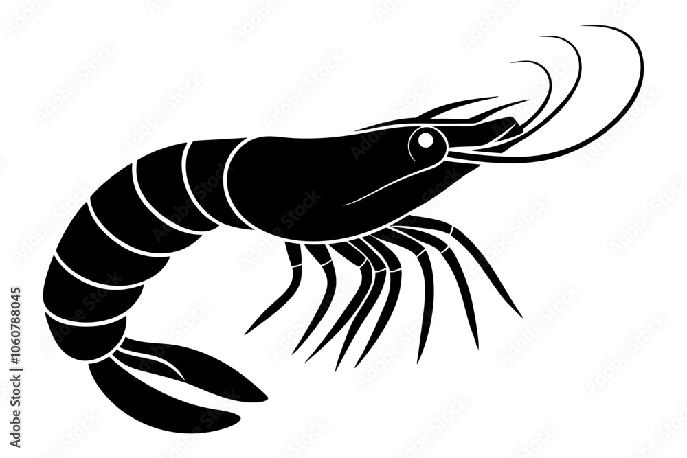 Simple shrimp silhouette vector illustration,shrimp fish silhouette vector illustration. Simple shrimp silhouette vector illustration,shrimp fish silhouette vector illustration.