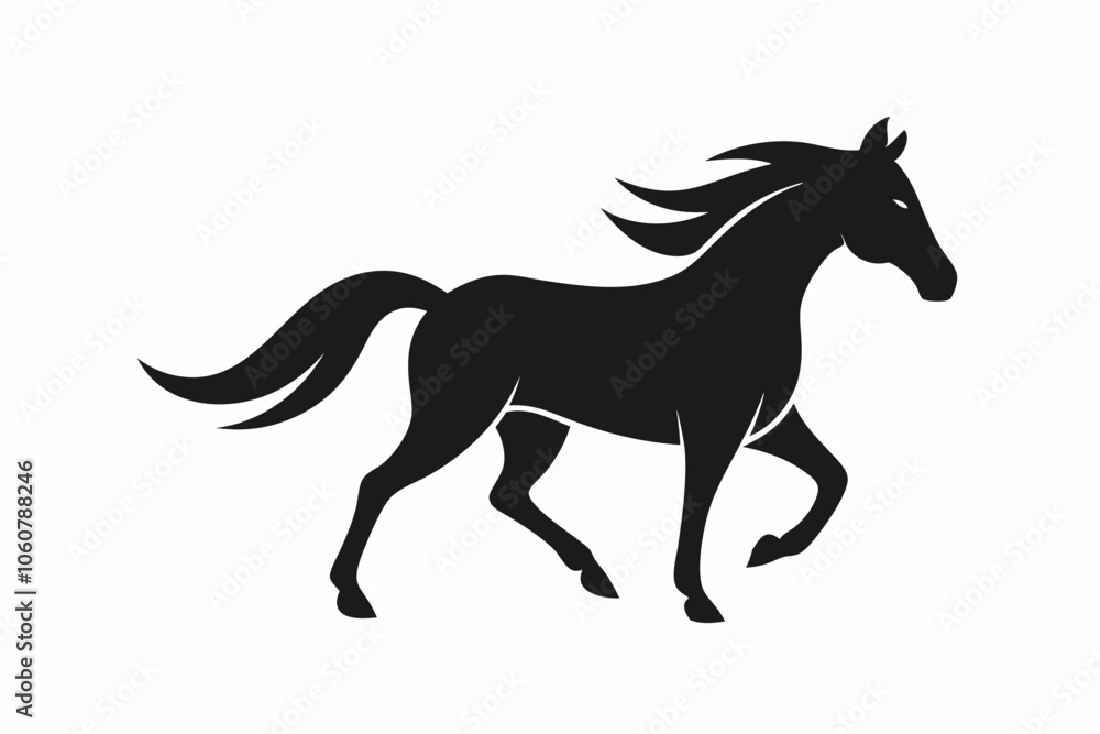 Minimalist Horse in Motion Silhouette Vector Minimalist Horse in Motion Silhouette Vector