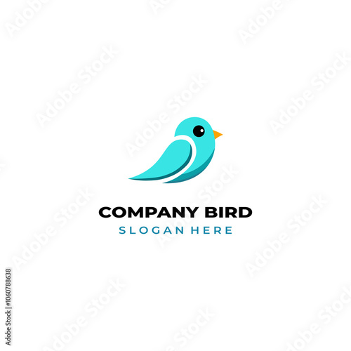 simple colored little bird logo for brand