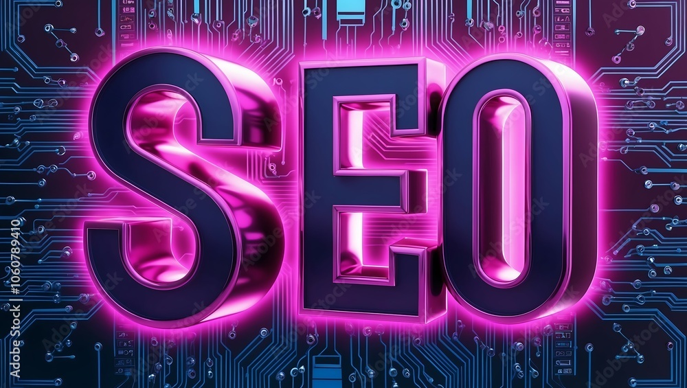 Napis SEO na tle obwodów elektronicznych