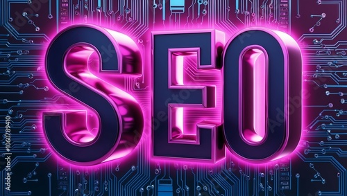 Obraz na płótnie Napis SEO na tle obwodów elektronicznych w salonie