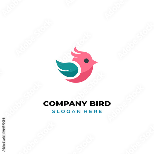 simple colored little bird logo for brand