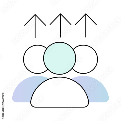 Figures with Upward Arrows Representing Career Progression. Success and Professional Growth