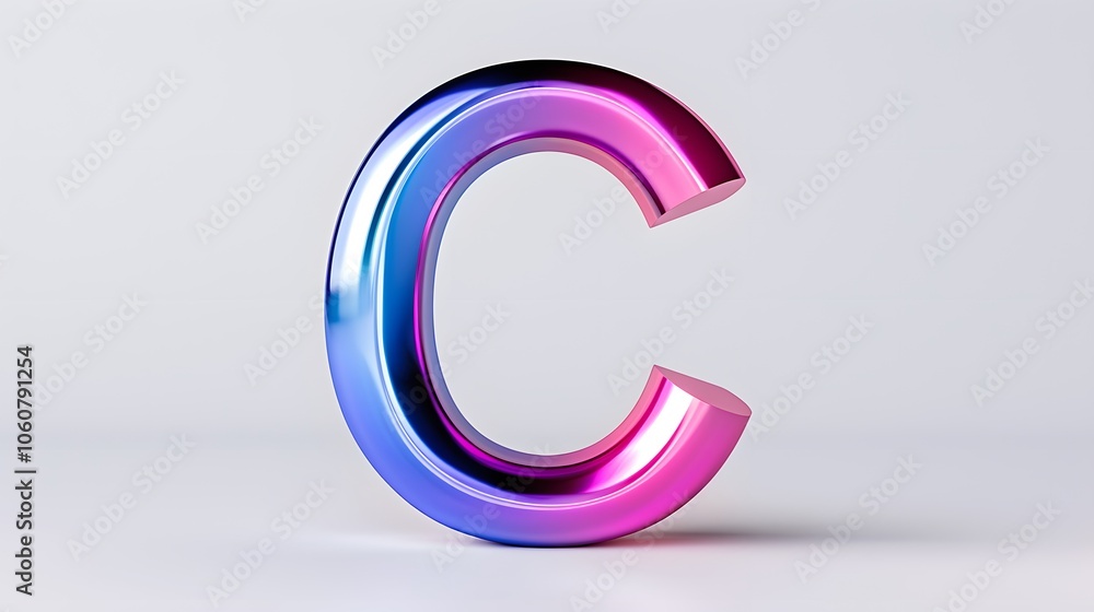 3D Gradient Letter C Icon - Futuristic Metallic Pink and Blue 3D Gradient Letter C Icon - Futuristic Metallic Pink and Blue