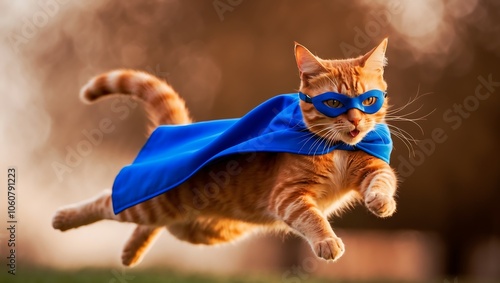 Kot w niebieskiej pelerynie superbohatera