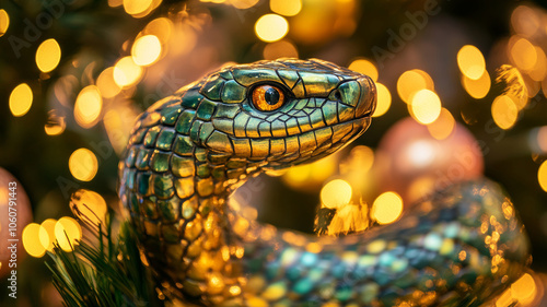 A striking statue of a snake greets the city during the 2025 Chinese New Year celebrations, welcoming the year of the wooden snake 