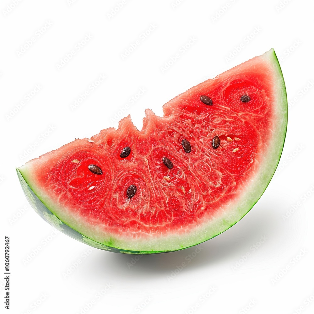Half slice Watermelon isolated on white background, ripe tropical natural fruit concept