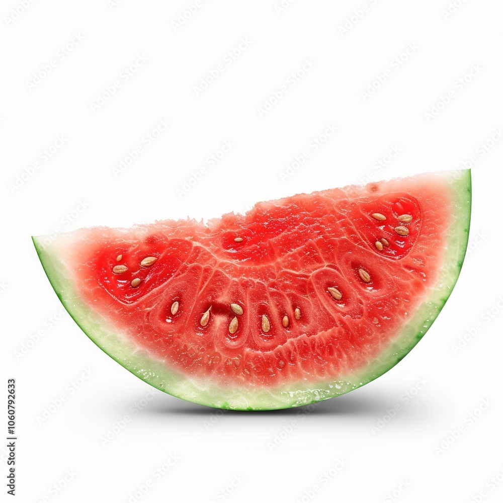 Half slice Watermelon isolated on white background, ripe tropical natural fruit concept Half slice Watermelon isolated on white background, ripe tropical natural fruit concept