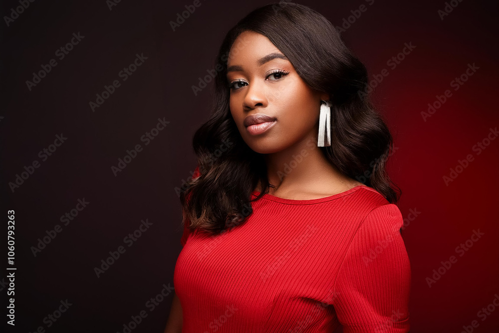 Fototapeta premium Beautiful African American model, posing in studio.