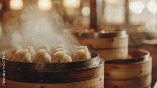 In bamboo steamer, delicious Chinese dim sum