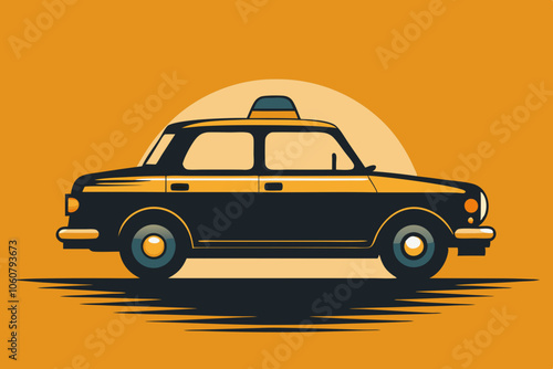 Vector flat illustration of taxi ride.