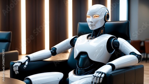 Obraz na płótnie Nowoczesny robot humanoidalny w biurze w salonie