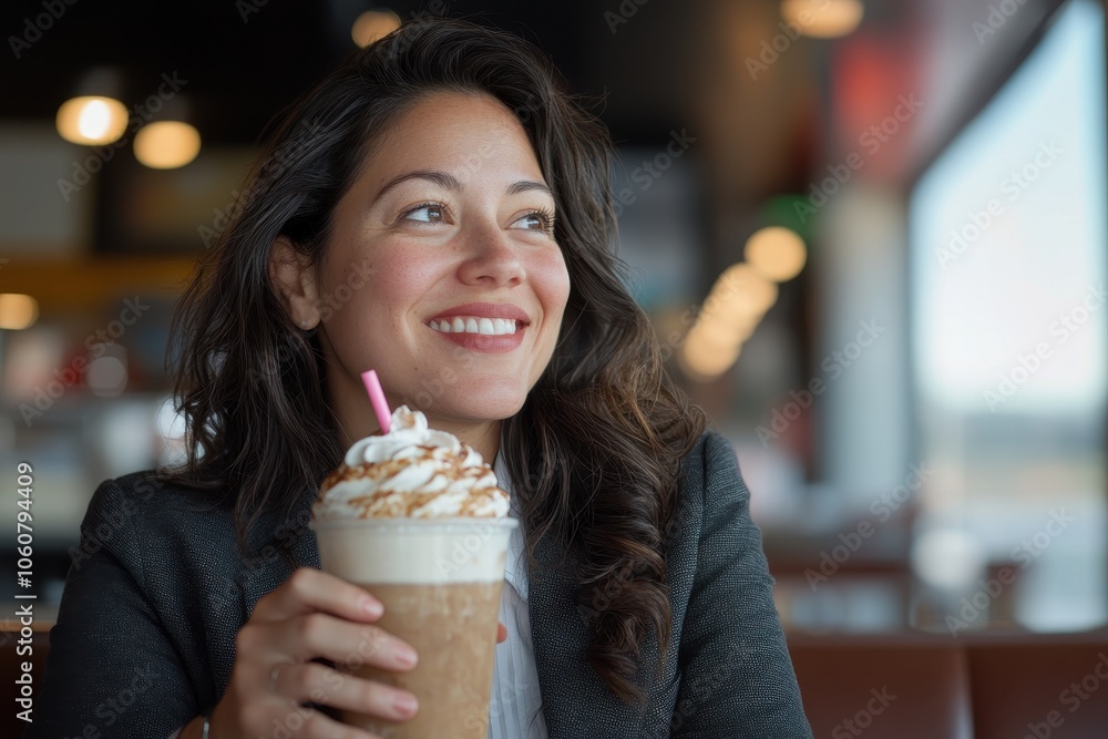 Business Woman Enjoying a Sweet Drink Business Woman Enjoying a Sweet Drink