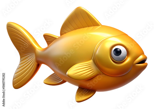 cartoon goldfish isolated on white, generative Ai