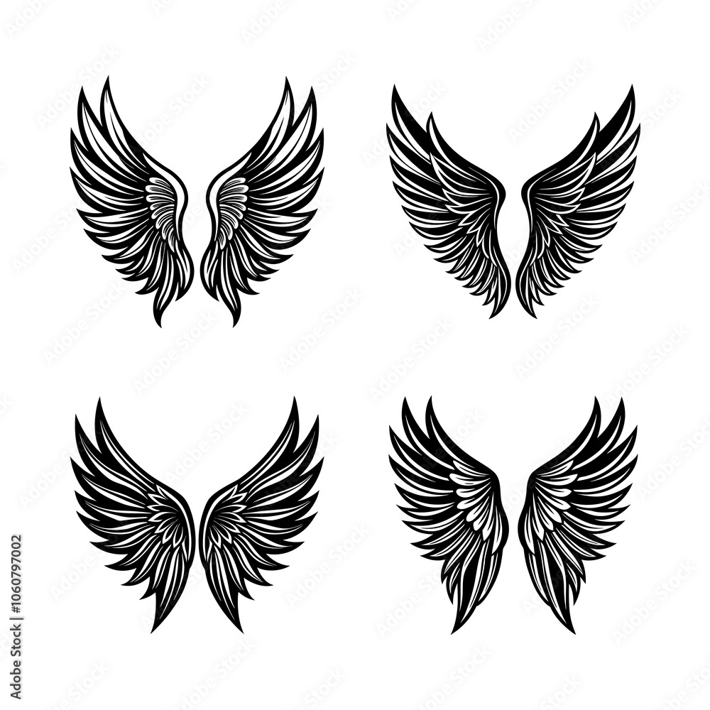 Obraz premium set of angel wing silhouette