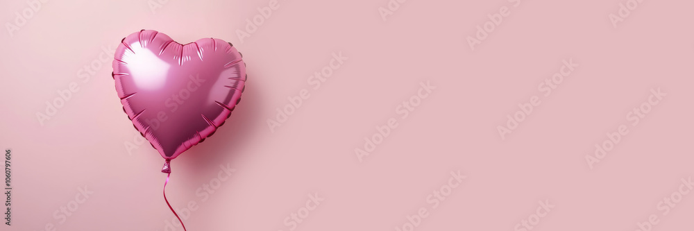 A balloon in the form of a pink heart on a light background with a place for text. A balloon in the form of a pink heart on a light background with a place for text.