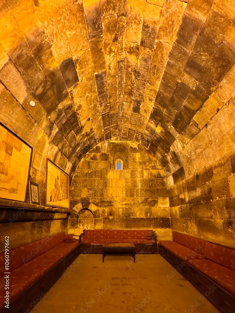 The interior of side chamber in Saruhan Caravanserai in Cappadocia, Turkey