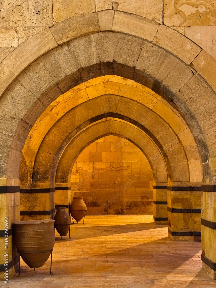 The interior of side chamber in Saruhan Caravanserai in Cappadocia, Turkey