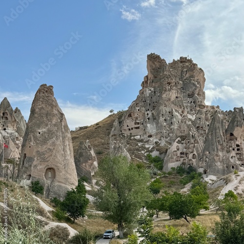 Beautiful landscape of cave houses in Uchisar, Turkey