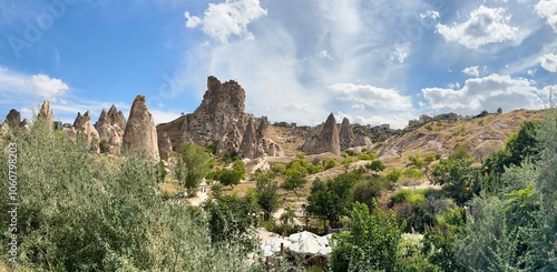 Beautiful landscape of cave houses in Uchisar, Turkey