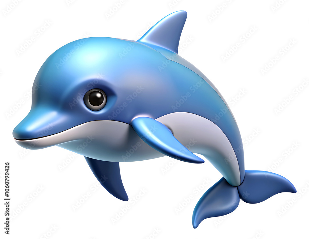 Fototapeta premium Cute 3D Cartoon Dolphin, generative Ai